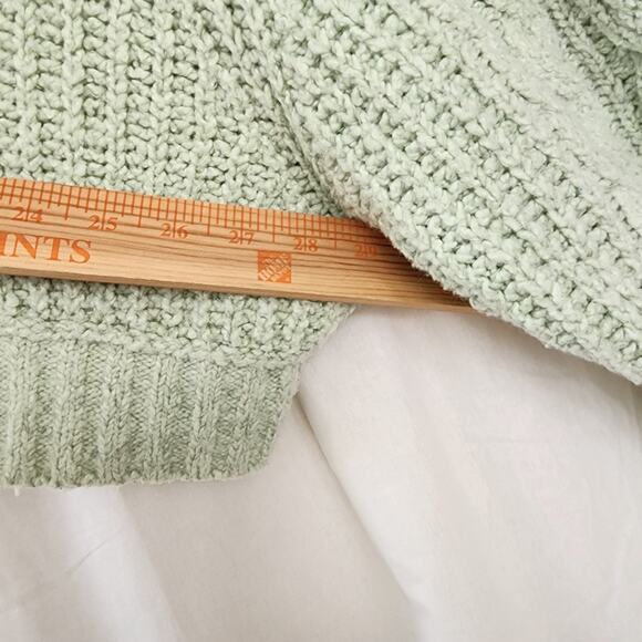 Free People Merry Go Round Sweater Size XL mint Green Cable Knit Fisherman - Picture 8 of 9